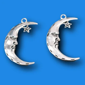 8pcs Strieborné Pozlátené Cartoon Moon Star Prívesky Prehnané Náramok, Náhrdelník Kovové Príslušenstvo DIY Prívesky, Šperky Remeselnú Výrobu