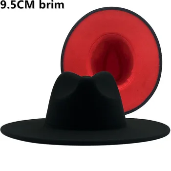 Fedora klobúk jednoduché ženy muži vlna retro cítil 9.5 CM široký okraj klobúka elegantné dámske zimné jeseň jazz klobúk