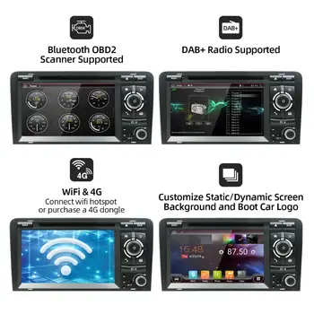 Bosion Android 10.0 Auto Rádio Multimediálny Prehrávač Videa Auto Stereo GPS Pre Audi A3 8P 2003-2013 2Din S DVD 7 Palcový Dotykový Displej