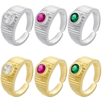 ZHUKOU 2021 NOVÉ zlaté/strieborné farebné krúžky pre ženy Jednoduché zirkón crystal krúžok červené/zelené/modré krúžky Módne šperky veľkoobchod VJ88