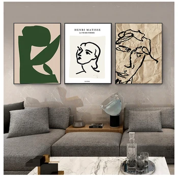 Vytlačí Wall Art Obrázky Obývacia Izba Domova Vintage Abstraktné Matisse Line Obrázok Minimalistický Európe Plátno Maľovaní Plagátov
