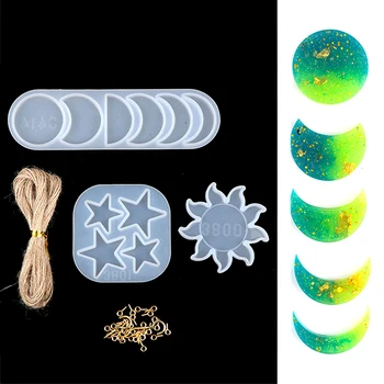 DIY Ručné Crystal Epoxidové Živice Formy Hviezdičkový Sun Moon Živice Formy Planéty Ornament Prívesok Iny Vietor Silikónové Formy Na Živica