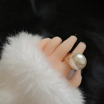 2021 Nový Módny Dizajn, Okrúhly Biely Shell Veľké Veľkosti Perly Prstene pre Ženy, Dievčatá Strana Večera Luxusný Darček k Narodeninám Vintage Šperky