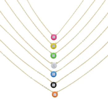 2021 Nové Letné Módne Šperky Jednoduché Geometrické Kolo Čaro Candy Neon Smalt Farebné Náhrdelník Pre Dievča