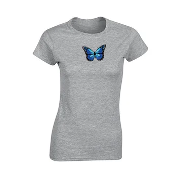Jednoduchý vzor motýľ okolo krku tees harajuku bavlna zvierat grafické žena topy nový dizajn tlačiť vysoko kvalitné tričko