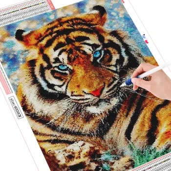 HUACAN 5D DIY Diamond Maľovanie Tiger Plné Námestie Diamond Výšivky Zvierat Mozaiky Drahokamu Obrázky Home Decor Art