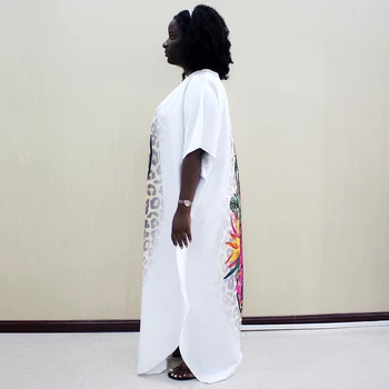 Africké Príležitostné Voľné Šaty pre Ženy Kvetina Tlače Maxi Móda pre Dámy Šaty