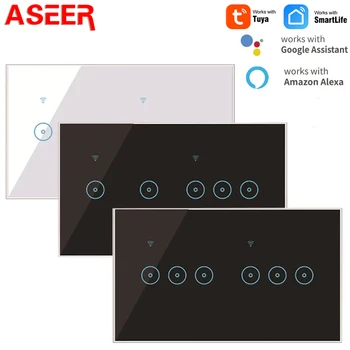 ASEER Ewelink/Tuya Smart Switch 1/2/3/4/5/6 Gang NÁS WIFI Prepínač,AC90-250V EÚ WIFI zapnutie Svetla,Podpora Alexa Google Voice Contro