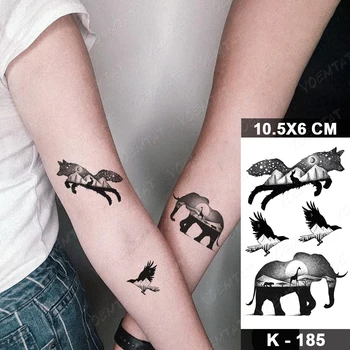 Nepremokavé Dočasné Tetovanie Nálepky Fox Slon Vtákov Lesných Flash Tetovanie Sova Scorpion Rameno, Zápästie Falošné Tatto Body Art Ženy Muži