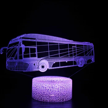 LED 3D Nočné Svetlo Autobus, Kamión Modelovanie Touch/Diaľkové Ovládanie USB Farebné Stolná Lampa 7 Farby Domov Spálňa Decor Darček