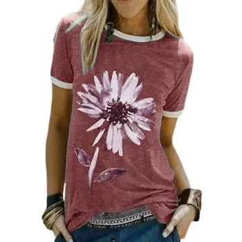 Ženy Bežné Tričko Oblečenie Krátky Rukáv Topy Letné T-Shirts okolo Krku Pevný kvetov Vytlačené Žena Polo Shirts