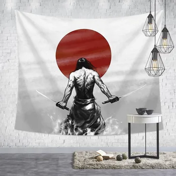 Japonský Samuraj Chlapec Gobelín Stene Visí Sumo Kanagawa Meč Stenu Pozadia Domova Koľaji Handričkou Tapisérie Koberec Deka
