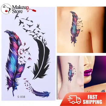 10pcs Pierko Vzor Dočasné Tetovanie Nálepky Nepremokavé Body Art Odtlačkový Životného prostredia Módy Tvorivé Pierko Tetovanie