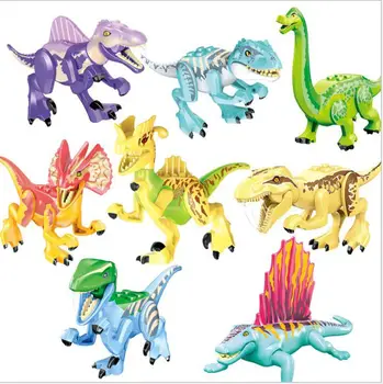 Nastaviť Predaj Stavebné Bloky Dinosaur World Modrá Zelená Tyrannosaurs Rex Transparentné Údaje Pre Deti Hračky, VY 77086 77087