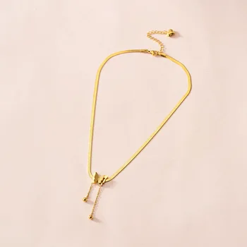 Kórejský Vlna Jednoduchý Dizajn Svetlo Luxusné Šperky z Nerezovej Ocele, Prívesok Motýľ Módne Had Kosti Reťazca Náhrdelník pre Ženy