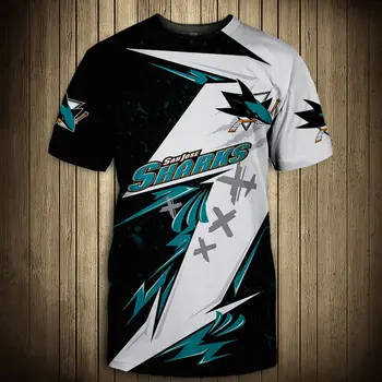 San Jose Módne Bežné Mužov Žraloky t-shirt Šitie Dizajn Geometrický Vzor Cartoon Ryby Tlač Pohode Topy