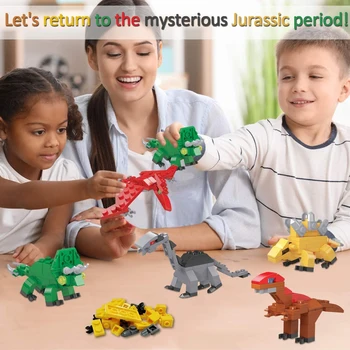 Nápady Tvorca Jurský Dinosaura Animal Park Svete Stavebné Bloky Auta Tehly Hračky pre Deti detský Prázdninový Darček Deformácie Hračka