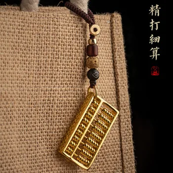 Kreatívne Čínska 8-rýchlosť Čistej Mosadze Abacus Kovové Keychain Prívesok Šperky Korálky Hnuteľného Šťastie Medi prívesok na Zavesenie Keyrings