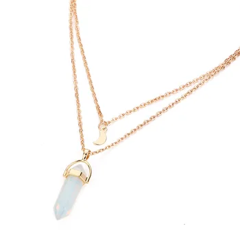 Opal crystal náhrdelník / opal náhrdelník / opálové šperky crystal / mesiac náhrdelník / gold mesiac náhrdelník / opalite náhrdelník