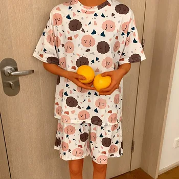 Jodimitty 2021 Voľné Bežné Sleepwear Roztomilý Letné Pyžamo Set Pre Ženy Sleepwear T-Košele A Šortky Tlač Dievča Pjs Oblečenie Pre Voľný Čas