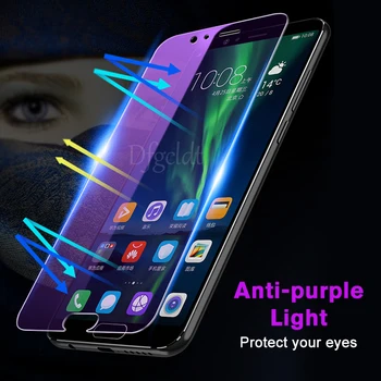 9H Tvrdo Anti Fialová Tvrdeného Skla pre Huawei Honor 9 Mládeže 8X P20 P30 P40 Mate 10 Pro 20X Lite Nova 3 3i 5t 7i Screen Protector