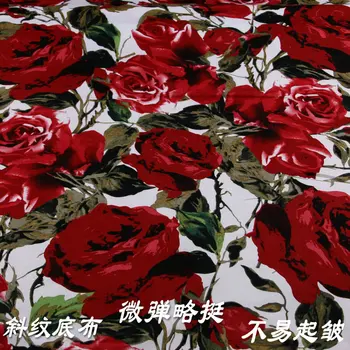 50x145cm prírodné bavlna red rose potlačené tkaniny módne detské oblečenie tričko šitie tkaniny, látky na šaty materiálu