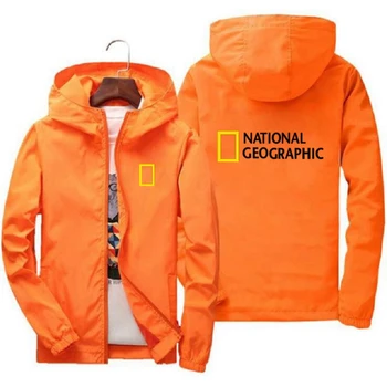 National Geographic pánske sako tenká Bunda s Kapucňou Ulici windbreaker bežné Baseball Jacket módne outdoorové oblečenie