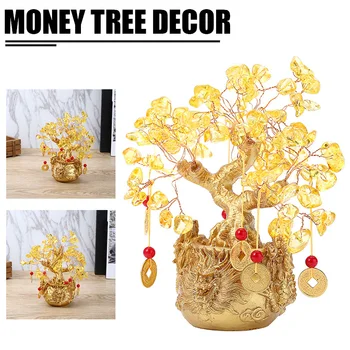 18 cm Zlatý Krištáľ Šťastie, Peniaze Strom Bonsai Spálne Dekorácie Darček Feng Shui Remesiel HOBBY Ručné pre Bohatstvo, Šťastie Domov Ornament