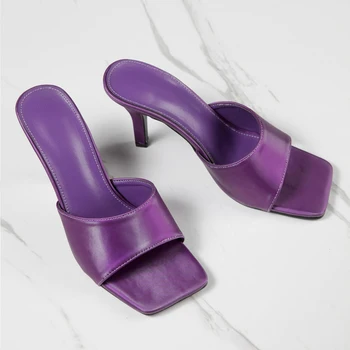YUXIANG Žien Tkaných Topánky na Vysokom Opätku 2020 Nové Letné Elegantné Štvorcové Prst Listov Dámy Listov Femme Zapatos Mujer Veľká Veľkosť