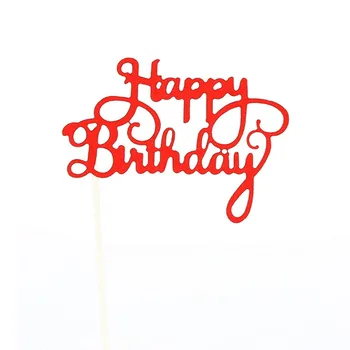 Lesk Kaligrafie Cake Decoration Zlaté sliver, modrá fialová červená Iskru Dekorácie Happy Birthday Cake Vňaťou Dezert Dekor
