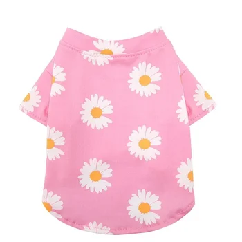 Roztomilý Vytlačené Daisy Letné Oblečenie pre psy, Roztomilý Zvieratá v Pohode Mäkké Jar T-shirt pre Psov, Šteniatka Kostýmy Malé Yorkshire Dievčatá Ružové Ropa