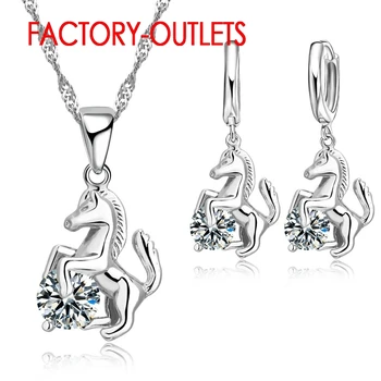 925 Sterling Silver Prívesok Náhrdelníky Náušnice Nastavte Módne Trendy Šperkov Crystal Žena Strany Zapojenie Dekorácie Veľkoobchod
