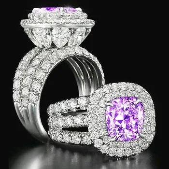 JoiasHome925 strieborný prsteň luxus, štýl módne royal micro-intarzované a multi-farebné zirkón pár krúžok pre priateľku valentine
