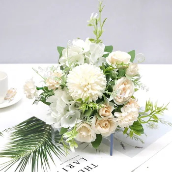 Umelé Kvety Hodváb Hortenzií Svadobné Kvety Pre Nevestu Strane Hodváb Kvitne Pivónia Falošné Kvety Biele Domov Stôl Dekorácie
