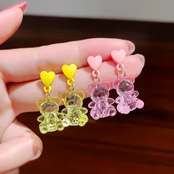 Nový Transparentný Medveď Akryl Stud Náušnice Pre Ženy, Dievčatá V Lete Temperament Malé Kórejský Geometrické Náušnice Darček Šperky