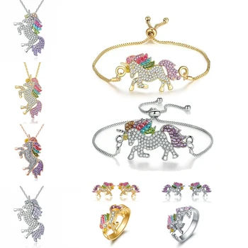 Luxusné Crystal Jednorožec Náhrdelník Roztomilý Kreslený Koňa, Šperky, Doplnky Pre Ženy, Dievča Prívesok Náhrdelník Šperky