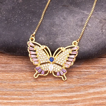 Nové Módne Romantický Prívesok Motýľ Medi Zirkón Reťazca Náhrdelník Pozlátené Charms Choker Boho Estetické Šperky Strany Dary