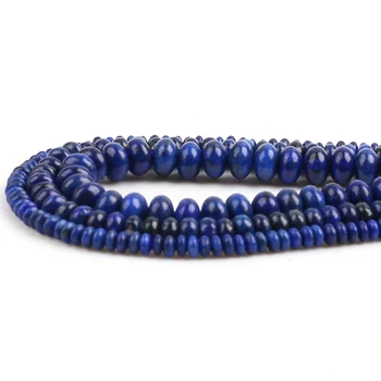 Prírodné Lapis Lazuli Okrúhle Korálky Rondelle Voľné Dištančné Korálky Pre Šperky, Takže Náramok Charms Príslušenstvo 15