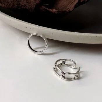 Foxanry Minimalistický 925 Sterling Silver Páry Krúžky, Letné Nový Trend Duté Lesklý Nastaviteľné Šperky Elegantné Darčeky pre Ženy