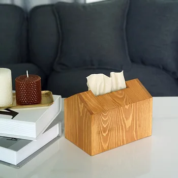 1Pc Nordic Drevené Tkaniva Box Dom styling Jedálenský Stôl Obrúsok Držiak Wc Tissue Papiera Zásobník