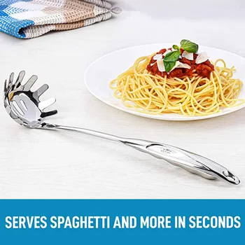 Kuchyňa Cestoviny Server Lyžica z Nerezovej Ocele s Ergonomickou Rukoväťou pre Špagety Rezance SUB Predaj