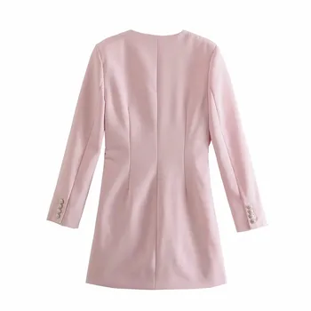 PSEEWE Za 2021 Pink Mini Sako Šaty Elegantné Ženy Uzol Typu s Dlhým Rukávom Čierne Krátke Šaty Dámske Office Nosiť Žena Šaty